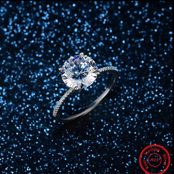 925 Sterling Silver 3 CT  Solitaire Ring - Picture 2 of 9